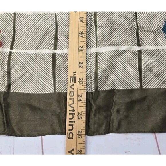 Vtg 1970s Totes 26 x 26 Rain Scarf 100% Silk Made In Japan Fall Brown Red Blue - Picture 3 of 9